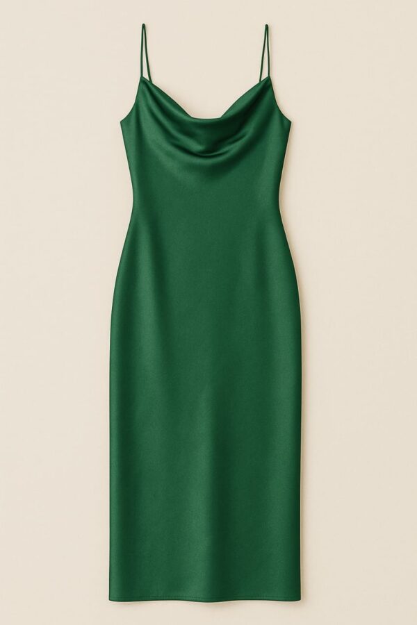 Vestido Satinado Verde Esmeralda